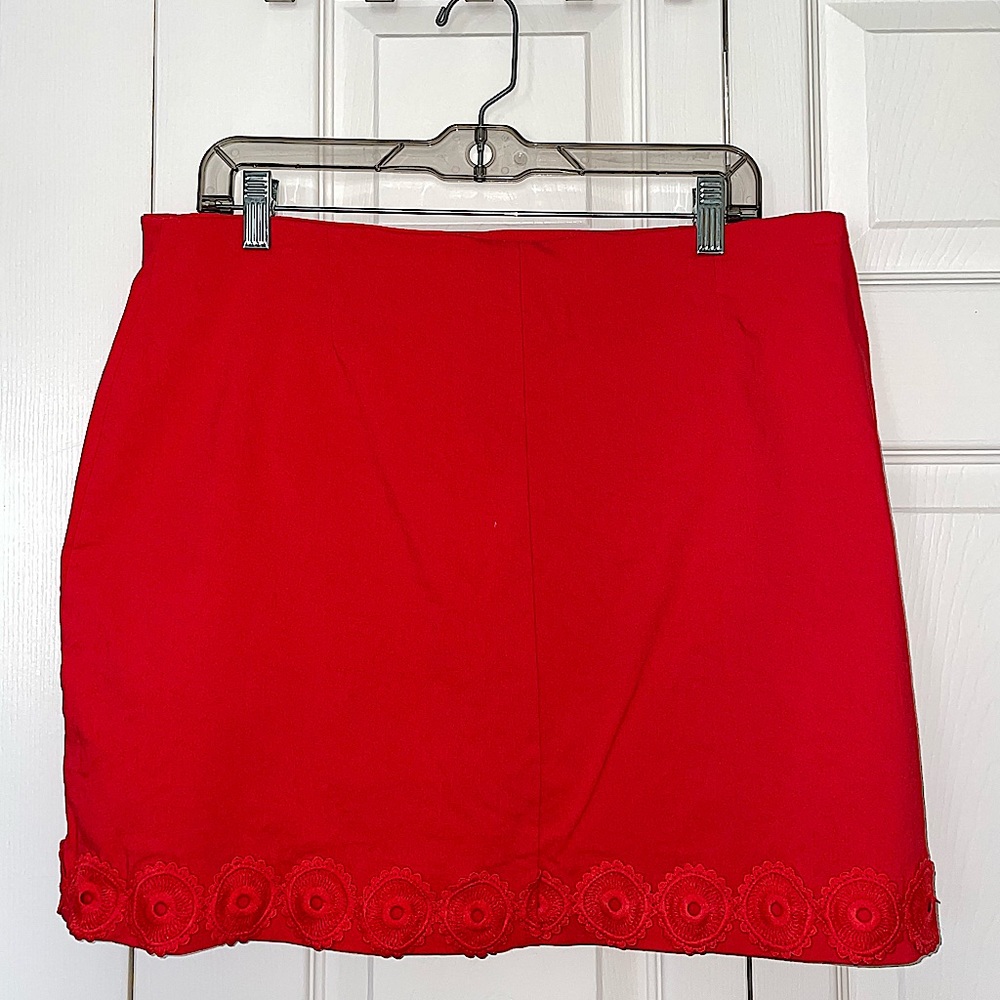 Red Embroidered Skort